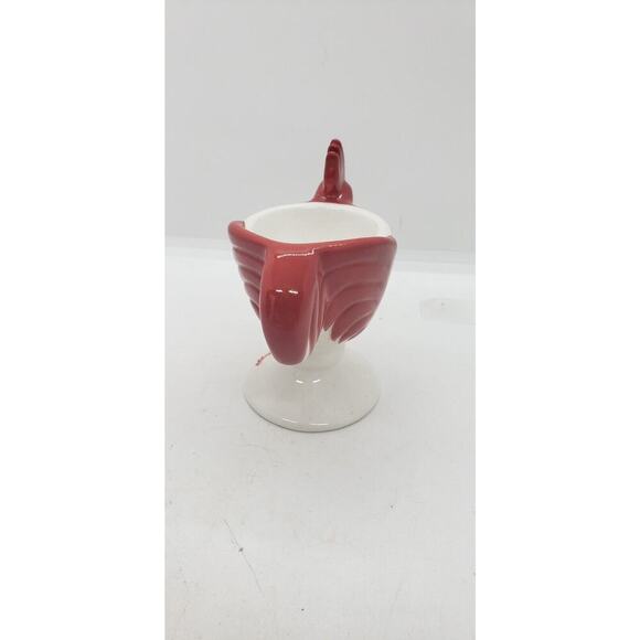 Kellogg's Cereal Premium Chicken Rooster Egg Cup White Milk Glass & Red Rare - Picture 6 of 11
